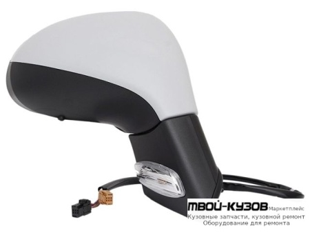 ЗЕРКАЛО ПРАВАЯ СТОРОНА ЭЛЕКТР С ПОДОГРЕВОМ , УКАЗАТЕЛЬ ПОВОРОТА ТЕМПЕР ДАТЧИК 4 + 5 КОНТ (CONVEX) ГРУНТ (ТАЙВАНЬ) для Peugeot 207 (2005-)