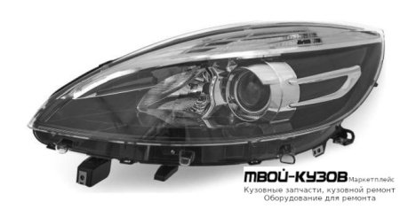 ФАРА ЛЕВАЯ СТОРОНА ПОД КОРРЕКТОР ВНУТРИ ЧЁРНЫЙ (DEPO) для Renault SCENIC (2012-)