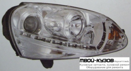 ФАРА ЛЕВАЯ + ПРАВАЯ (КОМПЛЕКТ) ТЮНИНГ (DEVIL EYES) ЛИНЗОВАННАЯ (SONAR) ВНУТРИ ХРОМ для Volkswagen GOLF V (10.2003-)