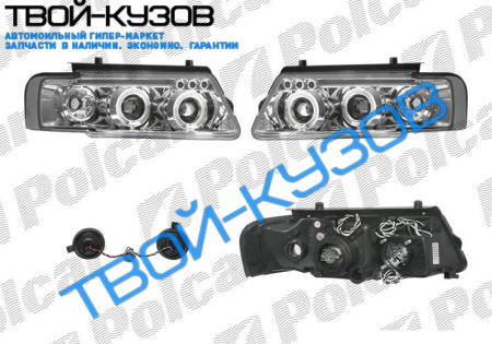 PASSAT 96-00 ФАРЫ ТЮНИНГ АНГЕЛЬСКИЕ ГЛАЗКИ+ЛИНЗА ПРОЗРАЧНЫЕ ХРОМ