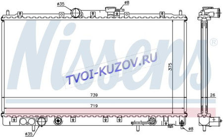 РАДИАТОР 718x375 2.0/2.4 A +/- A/C -03  - для MITSUBISHI GALANT