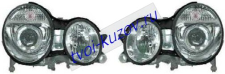 W210 ФАРА лев. и прав. (КОМПЛЕКТ) ПОД КОРРЕКТОР ТЮНИНГОВАН. ДИЗАЙН (Е КЛАСС 2003) линзованная