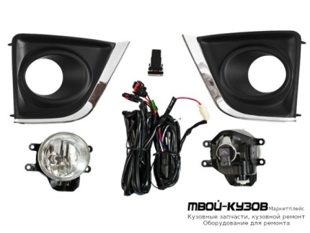ФАРА ПРОТИВОТУМАННАЯ ЛЕВАЯ + ПРАВАЯ (КОМПЛЕКТ) С ПРОВОДК , КНОПКОЙ , РЕШЕТК БАМПЕРА ХРОМ , ПЛАСТИК для Toyota COROLLA E180 (2013-)