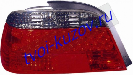 E38 ФОНАРЬ задний внешний левый вместе с правым (КОМПЛЕКТ) ТЮНИНГОВАН. прозрачн. хрустальн. с ДИОД ГАБАРИТ красно-тонированный