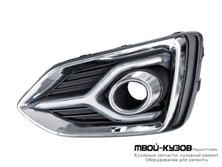 РЕШЕТКА БАМПЕРА ПЕРЕДНИЙ ЛЕВАЯ СТОРОНА С ОТВЕРСТИЯМИ ПОД ПРОТИВОТУМАННЫЕ ФАРЫ ХРОМ (КИТАЙ) для Hyundai SOLARIS (2017-)