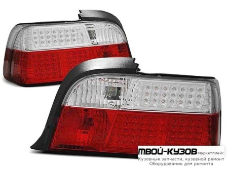ФОНАРЬ ЗАДНИЙ ВНЕШНИЙ ЛЕВАЯ + ПРАВАЯ (КОМПЛЕКТ) (КУПЕ) (кабриолет) ДИОД СТОП СИГНАЛ , УКАЗАТЕЛЬ ПОВОРОТА ХРУСТАЛ (DEPO) КРАСНЫЙ-БЕЛ для BMW E36 (12.1990 - 01.2000)