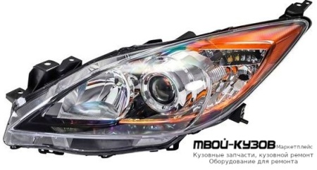 ФАРА ЛЕВАЯ СТОРОНА ПОД КОРРЕКТОР ЛИНЗОВАННАЯ ВНУТРИ (DEPO) ЧЁРНЫЙ для Mazda 3 (2009-)
