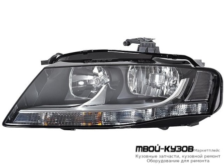 ФАРА ЛЕВАЯ СТОРОНА С КОРРЕКТОР ВНУТРИ (DEPO) ЧЁРНЫЙ для Audi A4 (2007-2011)