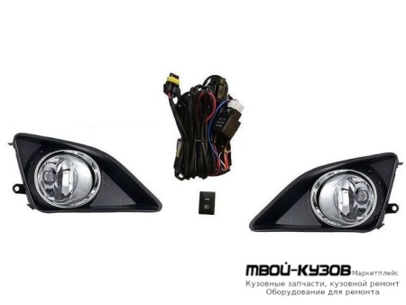 ФАРА ПРОТИВОТУМАННАЯ ЛЕВАЯ + ПРАВАЯ (КОМПЛЕКТ) ТЮНИНГ С РЕШЕТК БАМПЕРА С ХРОМ ОБОД. , ПРОВОДК , КНОПКОЙ для Toyota COROLLA E150 (2006-) СЕДАН