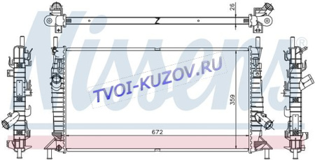 РАДИАТОР 670х360 1.4/1.6/1.8/2.0+/-A/C(+MAZDA3/S40  - для FORD FOCUS