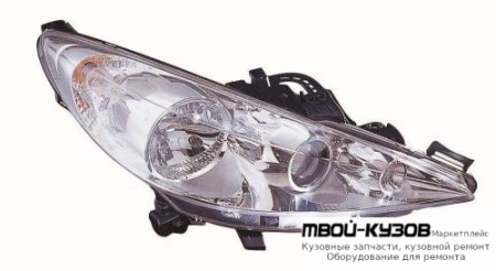 ФАРА ПРАВАЯ СТОРОНА С ПРОТИВОТУМ С КОРРЕКТОР (DEPO) для Peugeot 207 (2005-)