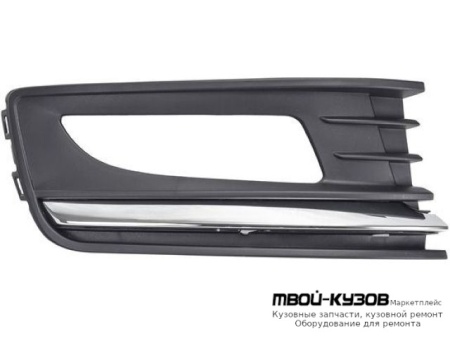 РЕШЕТКА БАМПЕРА ПЕРЕДНИЙ ПРАВАЯ СТОРОНА С ОТВЕРСТИЯМИ ПОД ПРОТИВОТУМАННЫЕ ФАРЫ С ХРОМ МОЛДИНГ (СЕДАН) (ТАЙВАНЬ) для Volkswagen POLO (09.2010 - 2020)