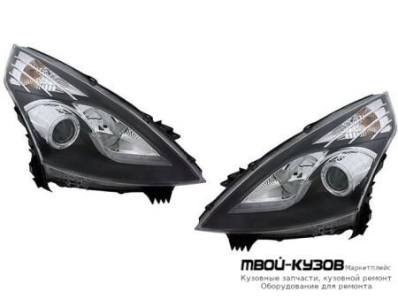ФАРА ЛЕВАЯ + ПРАВАЯ (КОМПЛЕКТ) ТЮНИНГ ЛИНЗОВАННАЯ (DEVIL EYES) С СВЕТЯЩИЙСЯ ОБОДК +/- ПОД КОРРЕКТОР (EAGLE EYES) ВНУТРИ ЧЁРНЫЙ для Nissan TEANA (2008-2013)