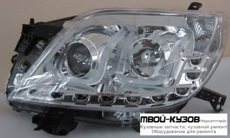 ФАРА ЛЕВАЯ + ПРАВАЯ (КОМПЛЕКТ) ТЮНИНГ ЛИНЗОВАННАЯ (DEVIL EYES) С СВЕТЯЩ.СЕКЦИЯМИ (EAGLE EYES) ВНУТРИ ХРОМ для Toyota LANDCRUISER PRADO 150 (2009-2017)