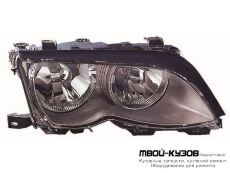 ФАРА ПРАВАЯ СТОРОНА (СЕДАН) С КОРРЕКТОР ВНУТРИ ВНУТРИ (DEPO) ЧЁРНЫЙ для BMW E46 СЕДАН / УНИВЕРСАЛ (05.1998 - 08.2001) (09.2001 - 2003)