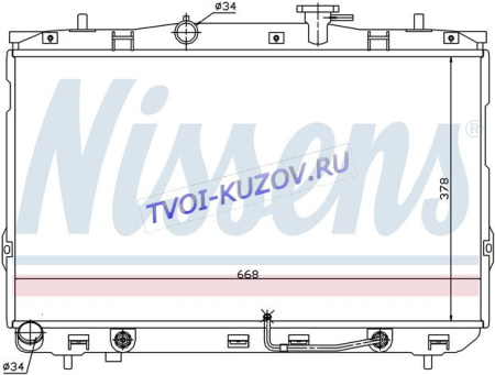 РАДИАТОР 378x673 1.6/2.0/2.0 CRDi A/М +/-AС  - для HYUNDAI ELANTRA