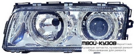 ФАРА ЛЕВАЯ + ПРАВАЯ (КОМПЛЕКТ) (КСЕНОН) С -D1S- С БЛОК УПР.КСЕНОНОМ -PHILIPS С КОРРЕКТОР ТЮНИНГ ЛИНЗОВАННАЯ С 2 СВЕТЯЩИЙСЯ ОБОДК (DEPO) ХРОМ для BMW E38 (06.1994 - 08.1998) (09.1998 - 2002)