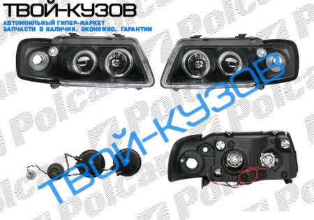 A3 96-03 ФАРЫ КОМПЛ.ТЮНИНГ АНГЕЛЬСК ГЛАЗКИ ЧЕРНЫЕ С ЛИТЫМИ ПОВОРОТАМИ