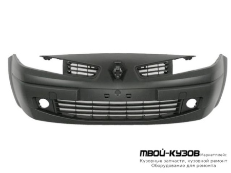 БАМПЕР ПЕРЕДНИЙ В СБОРЕ С РЕШЕТК С ОТВЕРСТИЯМИ ПОД ПРОТИВОТУМАННЫЕ ФАРЫ БЕЗ УСИЛИТ ГРУНТ (ТАЙВАНЬ) для Renault MEGANE (2003-2007)