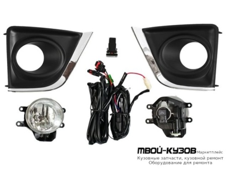 ФАРА ПРОТИВОТУМАННАЯ ЛЕВАЯ + ПРАВАЯ (КОМПЛЕКТ) С ПРОВОДК , КНОПКОЙ , РЕШЕТК БАМПЕРА ХРОМ СТЕКЛО для Toyota COROLLA E180 (2013-)
