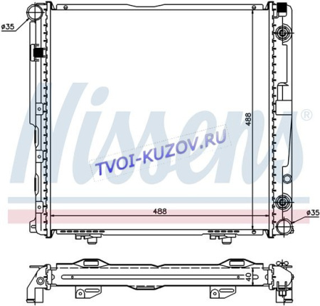 РАДИАТОР 488x488 2,0/2,2/2,3 M/A +/-A/C  - для MERCEDES W124 E124