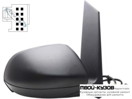 ЗЕРКАЛО ПРАВАЯ СТОРОНА ЭЛЕКТР С ПОДОГРЕВОМ ЧЁРНЫЙ 5 КОНТ (ASPHERICAL) (ТАЙВАНЬ) для Mercedes VITO (2003-)