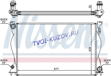 РАДИАТОР 675x445 2,4/3,0/3,2 M +/-AC