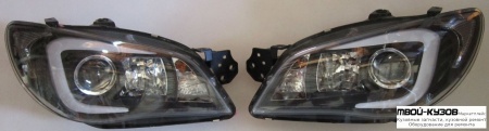 ФАРА ЛЕВАЯ + ПРАВАЯ (КОМПЛЕКТ) ТЮНИНГ (DEVIL EYES) ЛИНЗОВАННАЯ (SONAR) ВНУТРИ ЧЁРНЫЙ для Subaru IMPREZA (2001-)