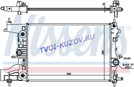 РАДИАТОР 580x398 A/M +/-AC 1,6/1,8 (+ASTRA 07-)