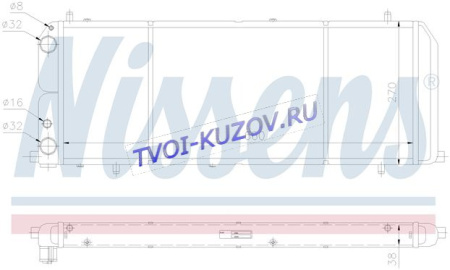 РАДИАТОР 670х270 1,8 4-цилиндра  - для AUDI 100