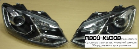 ФАРА ЛЕВАЯ + ПРАВАЯ (КОМПЛЕКТ) ТЮНИНГ (DEVIL EYES) ЛИНЗОВАННАЯ С CCFL СВЕТЯЩИЙСЯ ОБОДК С КОРРЕКТОР (EAGLE EYES) ВНУТРИ ЧЁРНЫЙ для Volkswagen POLO (09.2010 - 2020)