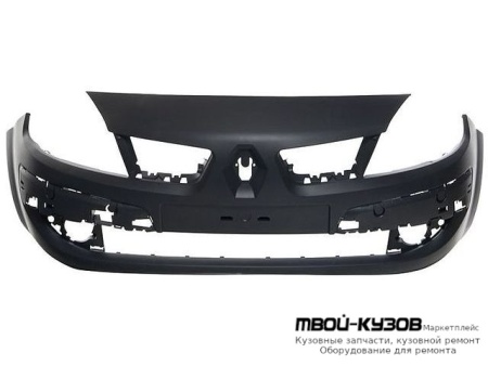 БАМПЕР ПЕРЕДНИЙ С ОТВЕРСТИЯМИ ПОД ПРОТИВОТУМАННЫЕ ФАРЫ ЧЁРНЫЙ (ТАЙВАНЬ) для Renault SCENIC (06.2003 - 2012)