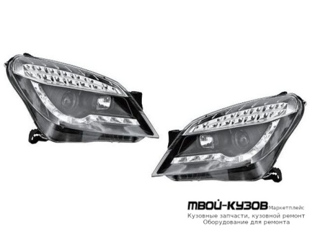 ФАРА ЛЕВАЯ + ПРАВАЯ (КОМПЛЕКТ) ТЮНИНГ ЛИНЗОВАННАЯ С КОРРЕКТОР , ДИОД УКАЗАТЕЛЬ ПОВОРОТА (JUNYAN) ВНУТРИ ЧЁРНЫЙ для Opel ASTRA H (06.2004-)