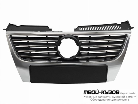 РЕШЕТКА РАДИАТОРА ХРОМ С МОЛДИНГ БЕЗ ОТВ ПОД ДАТЧИКИ (КИТАЙ) для Volkswagen PASSAT B6 (06.2005-)