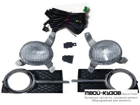 ФАРА ПРОТИВОТУМАННАЯ ЛЕВАЯ + ПРАВАЯ (КОМПЛЕКТ) С ПРОВОДК , КНОПКОЙ , РЕШЕТК БАМПЕРА ХРОМ для Chevrolet AVEO T250 (2006-)