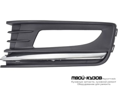 РЕШЕТКА БАМПЕРА ПЕРЕДНИЙ ЛЕВАЯ СТОРОНА С ОТВЕРСТИЯМИ ПОД ПРОТИВОТУМАННЫЕ ФАРЫ С ХРОМ МОЛДИНГ (СЕДАН) (ТАЙВАНЬ) для Volkswagen POLO (09.2010 - 2020)