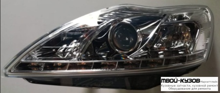 ФАРА ЛЕВАЯ + ПРАВАЯ (КОМПЛЕКТ) ТЮНИНГ (DEVIL EYES) ЛИНЗОВАННАЯ (SONAR) ВНУТРИ ХРОМ для Ford FOCUS (2008-2010)