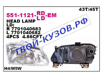 megane {scenic 96-99} фара правая (под электро корректор) 551-1121R-LD-EM