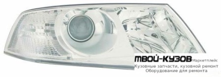 ФАРА ПРАВАЯ СТОРОНА (КСЕНОН) ЛИНЗОВАННАЯ С КОРРЕКТОР ВНУТРИ (DEPO) ХРОМ для Skoda OCTAVIA (2004-2008)