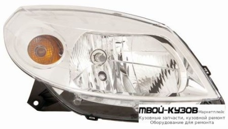 ФАРА ПРАВАЯ СТОРОНА +/- КОРРЕКТОР ВНУТРИ (DEPO) ХРОМ для Renault SANDERO (2008-)