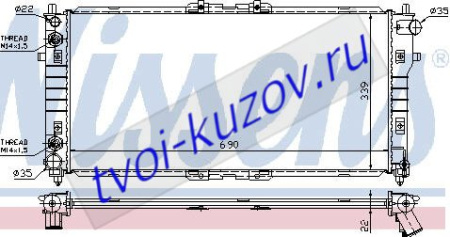 626 РАДИАТОР ОХЛАЖДЕН MT 2.5 (2 ряд)