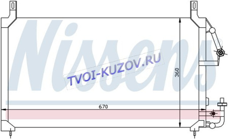 РАДИАТОР КОНДИЦИОНЕРА 670x360  - для DAEWOO NEXIA