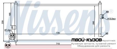 ALMERA {+ P12 02-} КОНДЕНСАТОР КОНДИЦИОНЕРА (см.каталог) для Nissan ALMERA N16E (2002-), Nissan PRIMERA P12 (2002-)