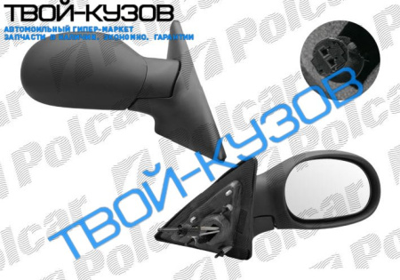 LAGUNA 94-00 ЗЕРКАЛО R МЕХ., ЧЕРНОЕ, ВЫПУКЛОЕ, ХРОМ