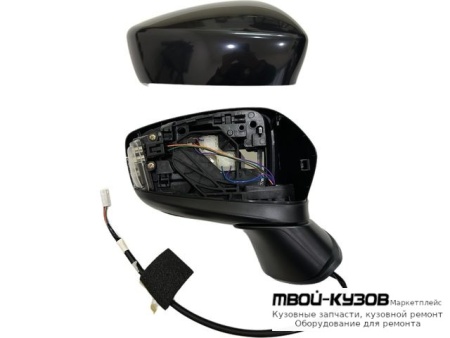ЗЕРКАЛО ПРАВАЯ СТОРОНА ЭЛЕКТР С ПОДОГРЕВОМ , ДИОД УКАЗАТЕЛЬ ПОВОРОТА 6 КОНТ (CONVEX) ГРУНТ (ТАЙВАНЬ) для Mazda 3 (2013-)