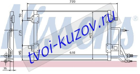 AUDI A6 (618x421mm) КОНДЕНСАТОР КОНДИЦ (NISSENS) (NRF) (GERI) (см.каталог)
