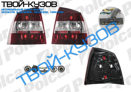 ASTRA 0398-(ХЭТЧБЭК) ФОНАРИ ЗАДНИЕ КРАСНО-БЕЛЫЕ ТЮНИНГ КОМПЛЕКТ