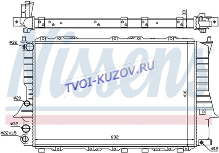 РАДИАТОР 630x390 2,0/2,3/1,9TDi/2,4D/2,5TDi M  - для AUDI 100